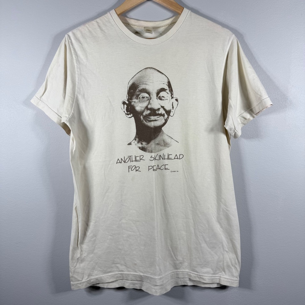 AS Tees Gandhi Another Skinhead For Peace Graphic T-Shirt Cream Medium